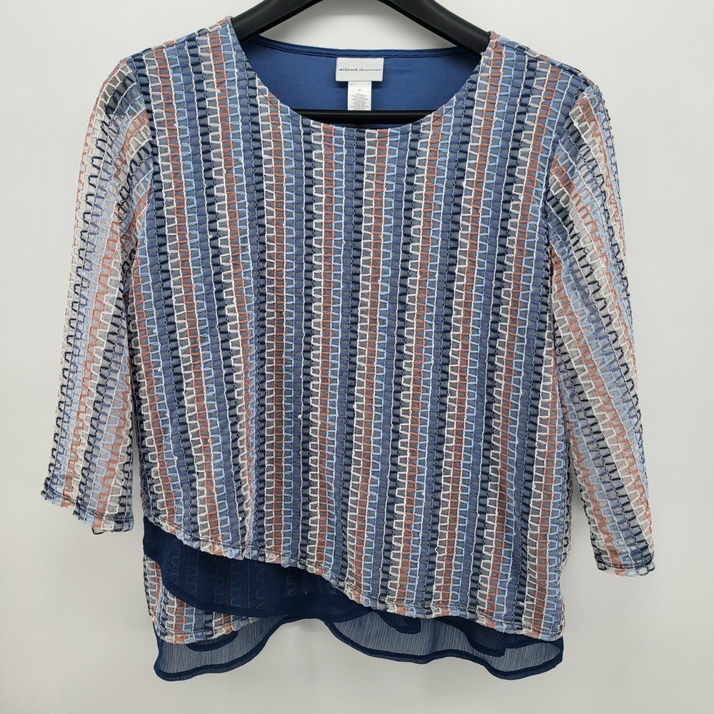 Alfred Dunner Women's Top Size XLarge Scottsdale Vertical Lined Shear Sleeves